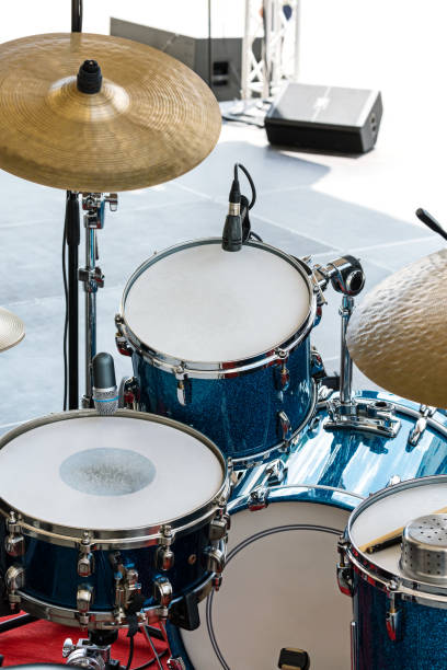 istock drum set on outdoor stage ready for play 800351978