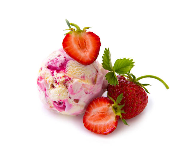 istock Strawberry ice cream with fruit on white background 800352524