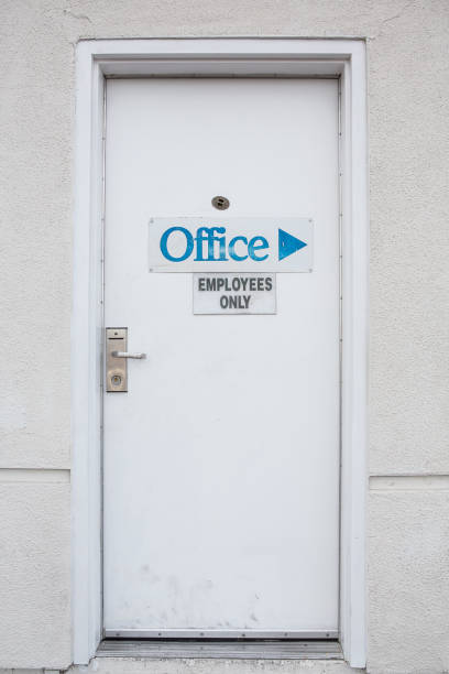 istock Private Door for employee only with handle 800358486