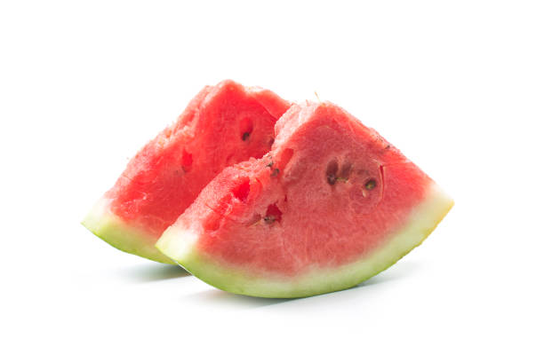 istock Slice of watermelon on white background 800369364