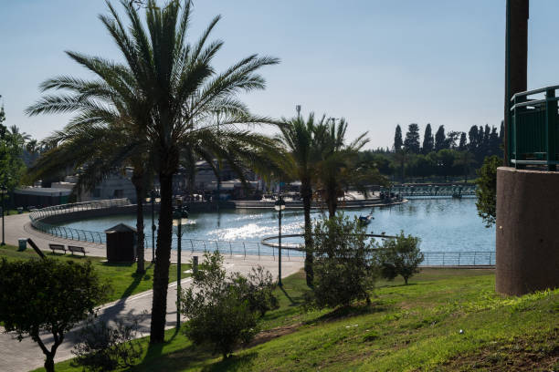 summer at the raanana park lake without a cloud in athe aky - aky imagens e fotografias de stock