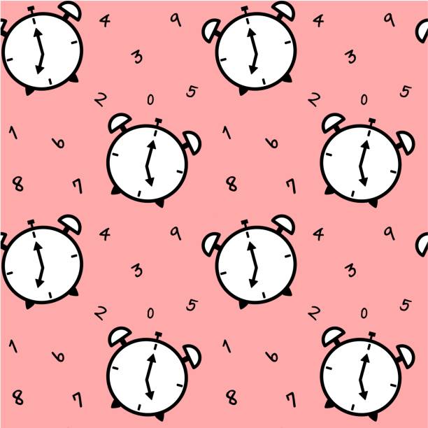 cartoon clock on pink background seamless vector pattern illustration cartoon clock on pink background seamless vector pattern illustration clock designs stock illustrations