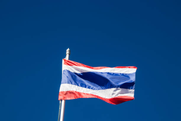 istock Thailand flag and blue sky 800391448