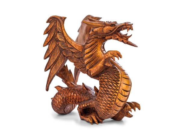istock Toy wood dragon 800395628