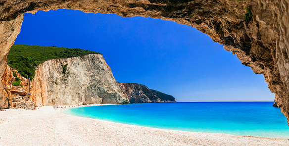 amazing beaches of Greece - Porto Katsiki with cleanest turquoise waters. Lefkada, Ionian islands