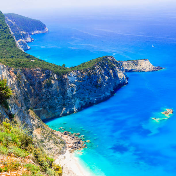istock Turquoise beautiful coast of Lefkada island, Greece 800398496