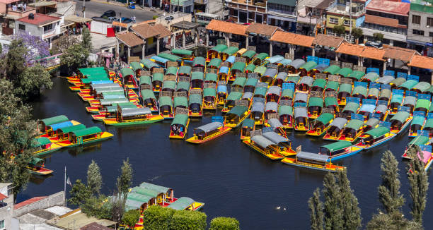 istock aerial view of xochimilco trajinera dock 800399500
