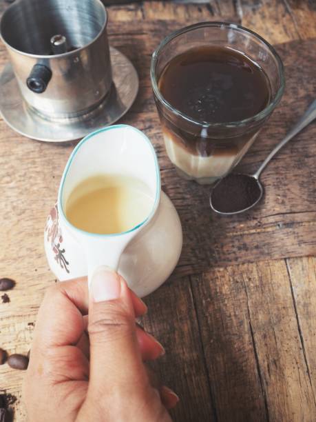 Pour milk coffee vietnam