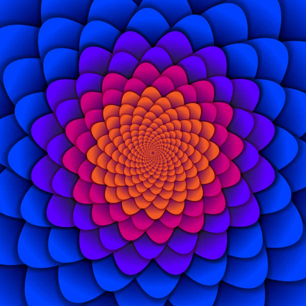 istock Abstract background. Spiral flower pattern in red and blue. Abstract Lotus Flower. Esoteric Mandala Symbol 800406952