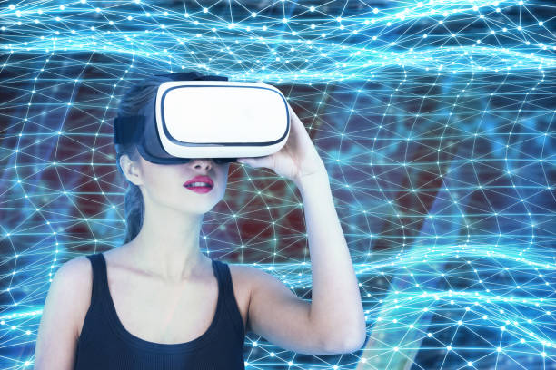 istock Girl in tank top in virtual reality 800409962