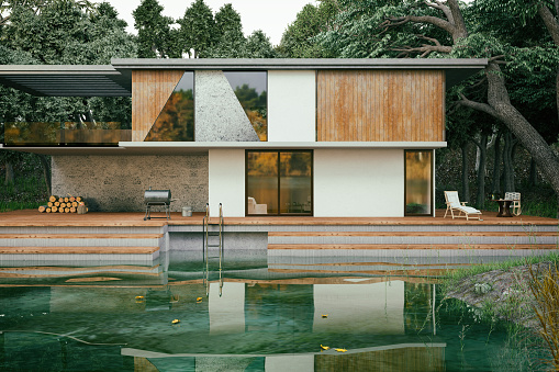 Modern lake house