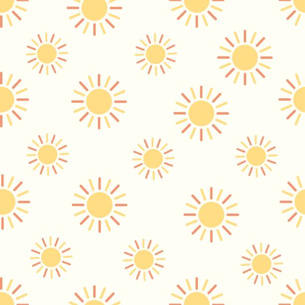Cute sun seamless pattern over white. Vector illustration Cute sun seamless pattern over white. Vector illustration sun patterns stock illustrations