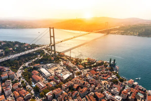 Aerial view of Bosphorus bridge in İstanbul.