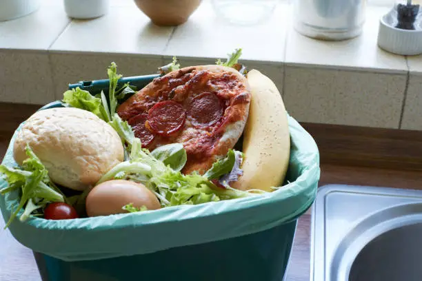 Photo of Fresh Food Waste In Recycling Bin At Home