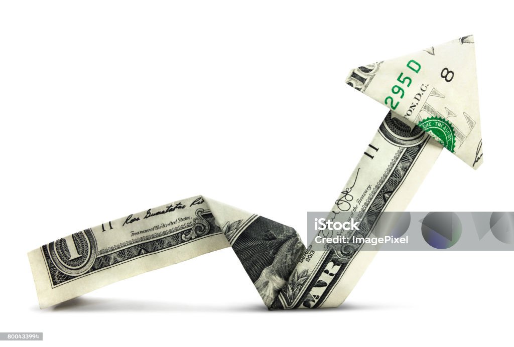 Isolated Dollar Chart U.S. currency in a bull market. Currency Stock Photo