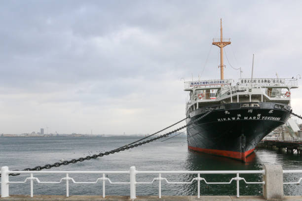 local de atração de navio nyk hikawa maru de yokohama 19 de fevereiro de 2017, em tóquio, japão - cruise ship business retail freight transportation - fotografias e filmes do acervo