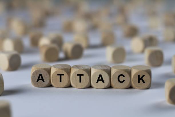 istock attack - cube with letters, sign with wooden cubes 800468868