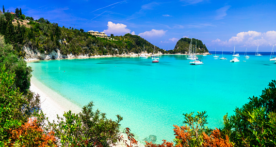 amazing ionian islands with turquoise sea