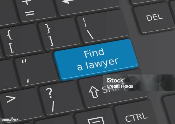 Eine 3d Darstellung Der Wörter Finden Sie Einen Anwalt Auf Der Tastatur Geschrieben Stockfoto und mehr Bilder von Anwalt