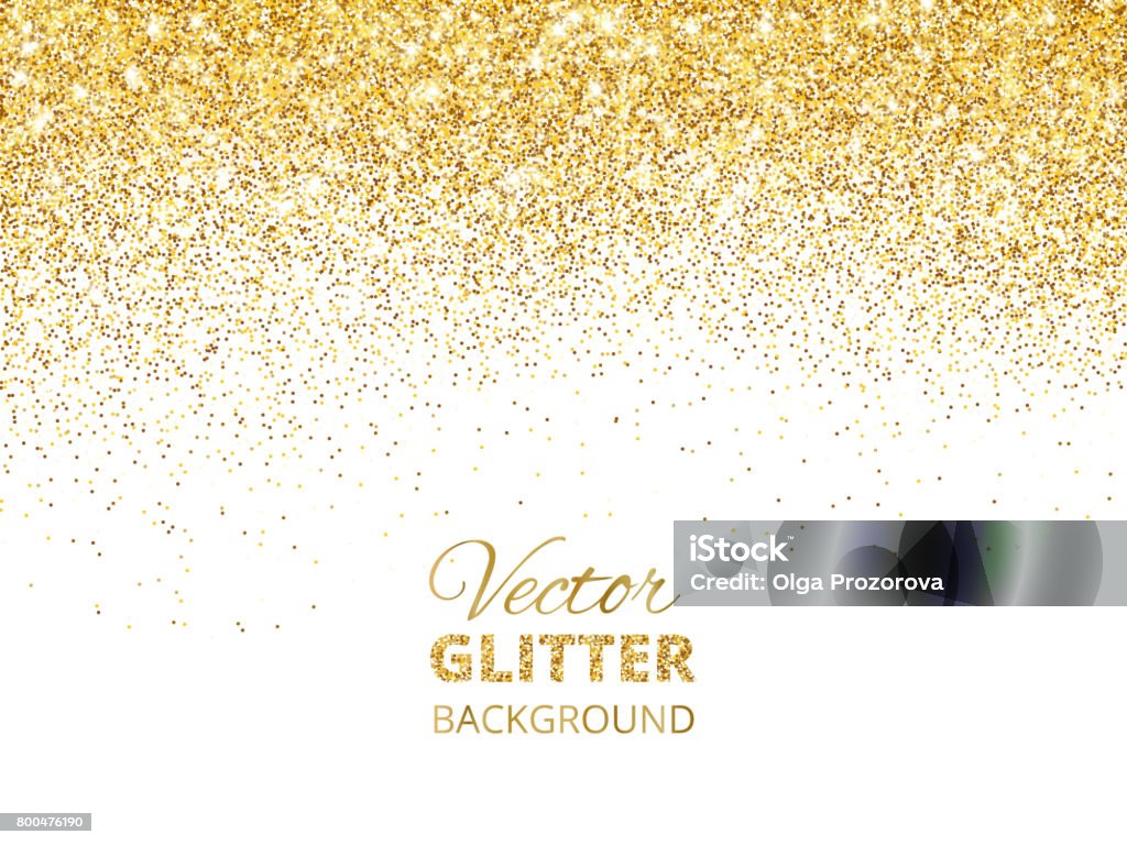 Vektor-Illustration von fallenden Glitter Konfetti, goldenen Staub. Fe - Lizenzfrei Gold - Edelmetall Vektorgrafik