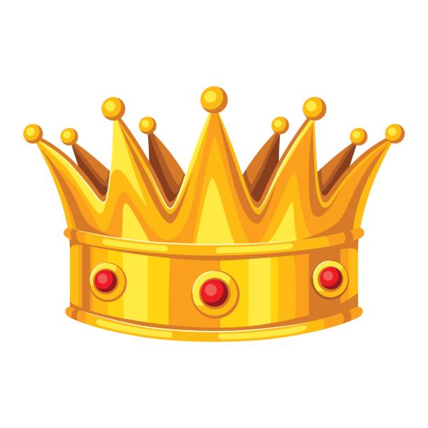 ilustrações de stock, clip art, desenhos animados e ícones de realictic gold crown with red rubies. illustration of award for sports or corporate competitions - red crowned