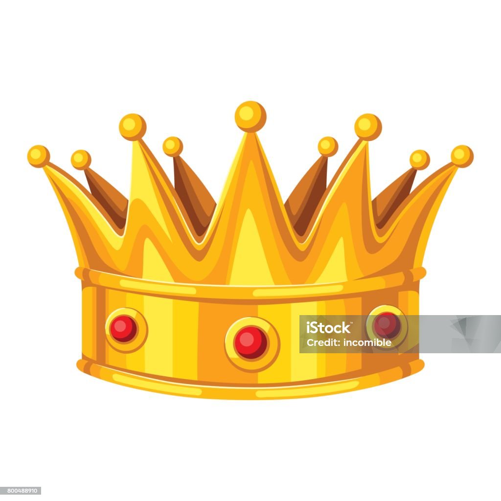Realictic gold crown with red rubies. Illustration of award for sports or corporate competitions Realictic gold crown with red rubies. Illustration of award for sports or corporate competitions. Crown - Headwear stock vector