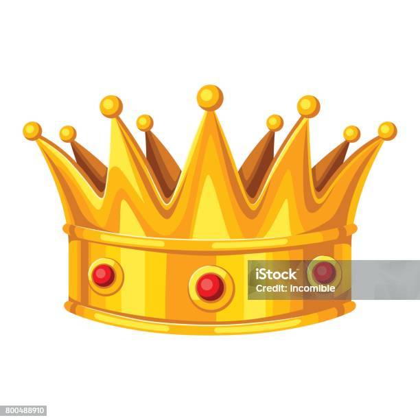 Realictic Gold Crown With Red Rubies Illustration Of Award For Sports Or Corporate Competitions Stock Illustration - Download Image Now