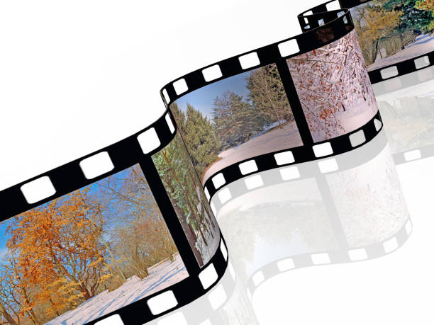 istock Film roll with color pictures 800492068