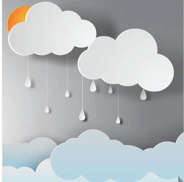 Vector illustration of paper art of rainy season,vector