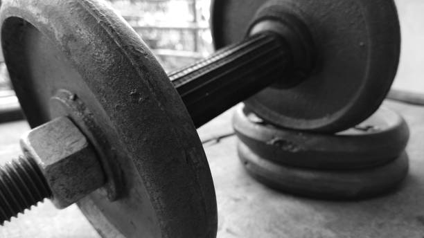 istock closeup black and white gym dabble with plate 800495868