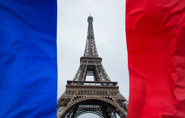 istock French flag and Eiffel tower, concept picture 800506724
