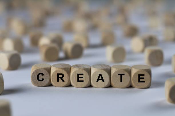 istock create - cube with letters, sign with wooden cubes 800507812