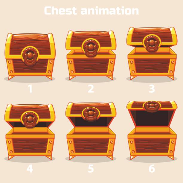 ステップでアニメーションが木製のたんすを開閉 - step animation点のイラスト素材／クリップアート素材／マンガ素材／アイコン素材