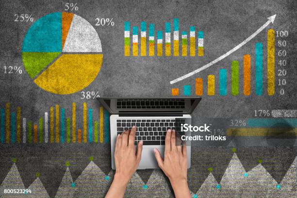 Business Graph Concept Stock Photo - Download Image Now - Data, Financial Report, Chalkboard - Visual Aid
