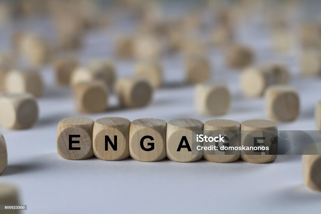 engage - cube with letters, sign with wooden cubes series of images: cube with letters, sign with wooden cubes Abstract Stock Photo