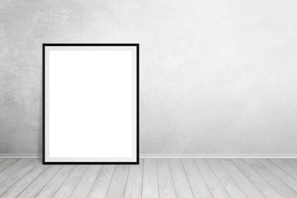 istock Poster frame leaned on wall with free space for text. Empty space for art product mockup presentation. 800589274