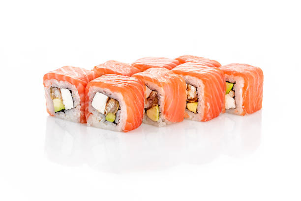 istock sushi roll Philadelphia, eel, salmon, cream cheese, avocado 800641334