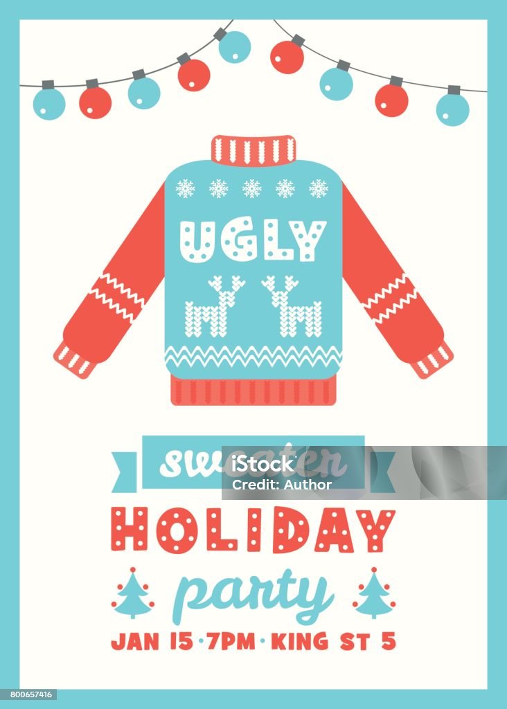 Ugly Sweater Holiday Party Invitation Card Ugly Sweater Holiday Party Invitation Card Template Christmas Sweater stock vector