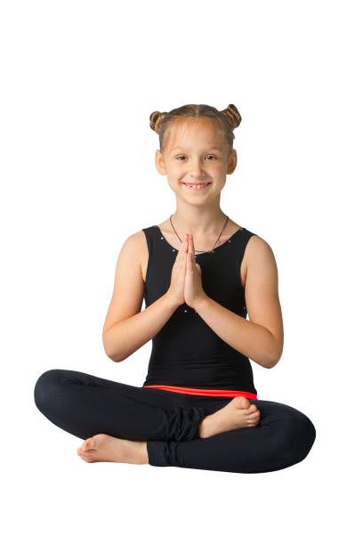 istock beautiful girl doing yoguna white background 800827922