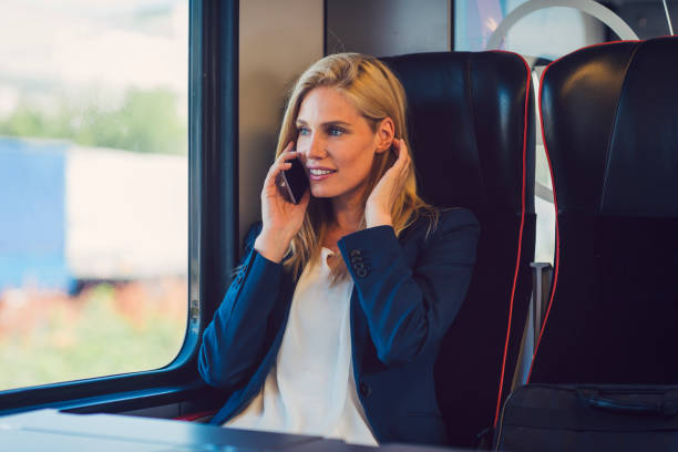 istock Businesswoman in the train 800845704