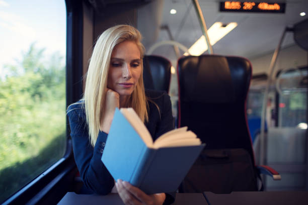 istock Businesswoman in the train 800857950
