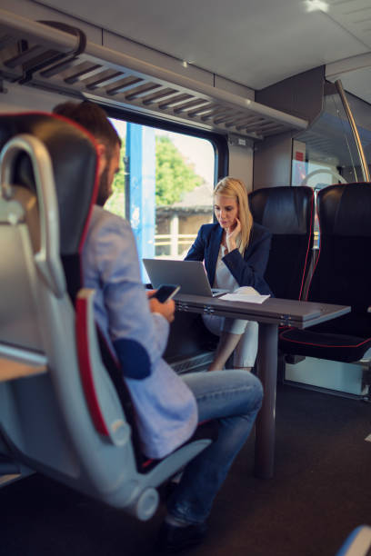 istock Business people working in the train 800860908