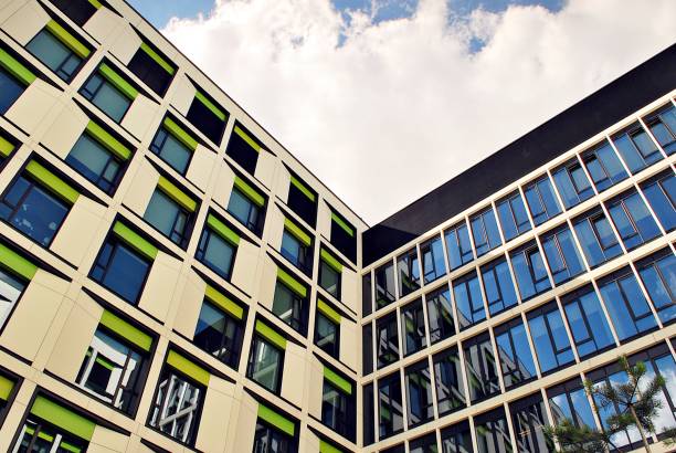 istock Modern building.Modern office building with facade of glass 800866700
