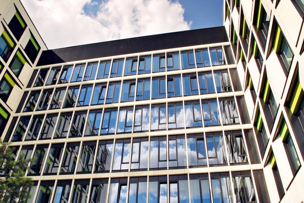 istock Modern building.Modern office building with facade of glass 800871824