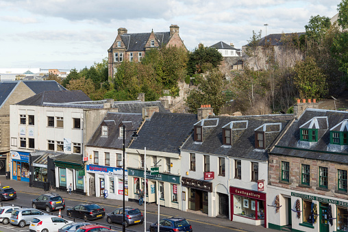 Inverness, Scotland, UK. October 9, 2016. Row of shop buildings in Inverness Scotland.