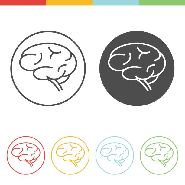 ilustrações de stock, clip art, desenhos animados e ícones de human brain icons in linear style vector - violence mental illness organized crime crime