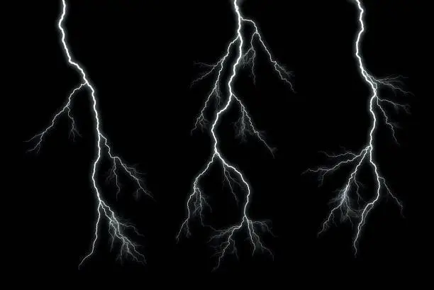 Photo of Different lightning bolts isolating on black
