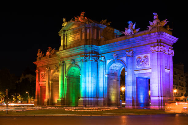 istock Alcala Gate in Madrid Celebrating World Pride Week Illuminated in Raainbow Colors 800966784