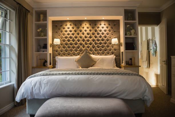 istock Interior of illuminated bedroom 800992818