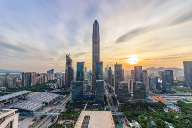 istock The twilight skyline of Shenzhen 801011140